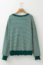 Striped Santa Round Neck Christmas Sweatshirt