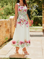 Floral Print Square Neck Dress