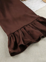 Satin Ruffle-Trim Lounge Nightgown Robe