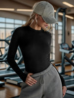 Round Neck Long Sleeve T-Shirt - Ladyez
