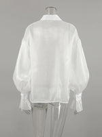 Button Up Flounce Sleeve Shirt
