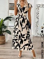 Surplice Cap Sleeve Midi Dress