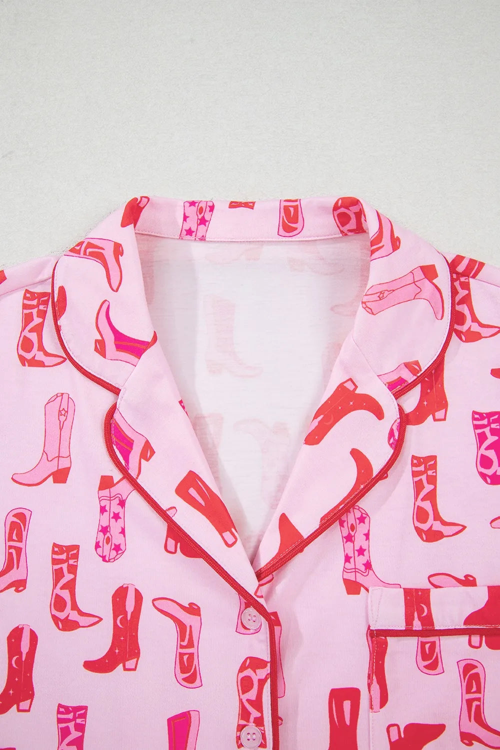 Cowgirl Boots Printed Shirt and Shorts Set - Ladyez