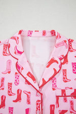Cowgirl Boots Printed Shirt and Shorts Set - Ladyez