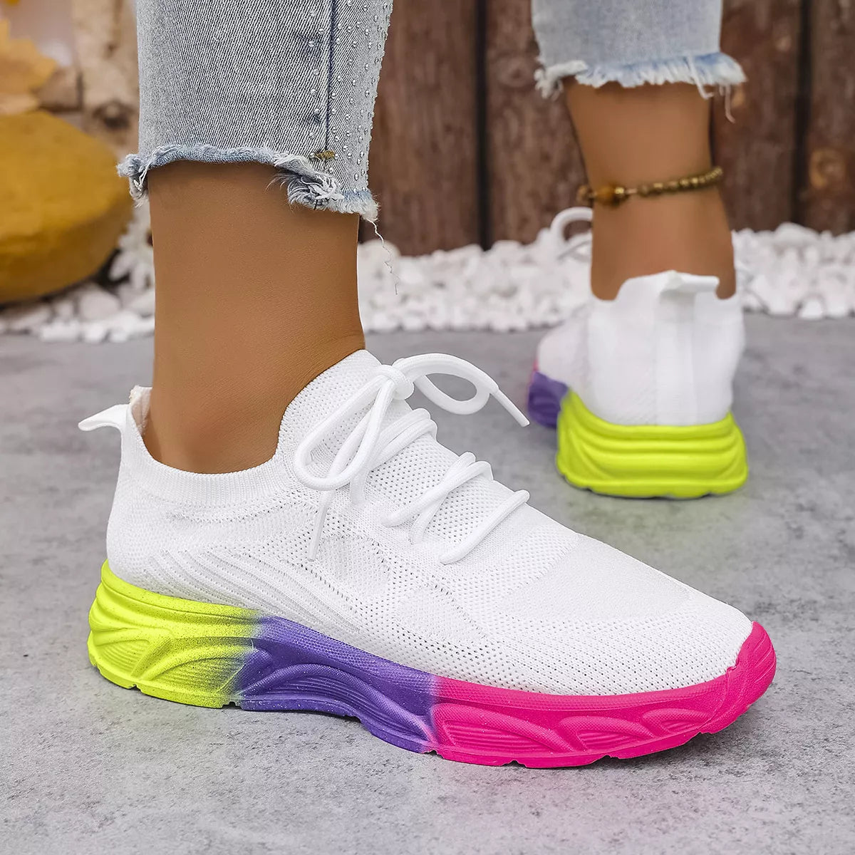 Lace Up Round Toe Sneakers