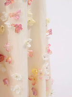 Floral Applique Strapless Tulle Maxi Dress