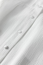 Crinkled Texture Lantern Sleeve Button Down Loose Shirt