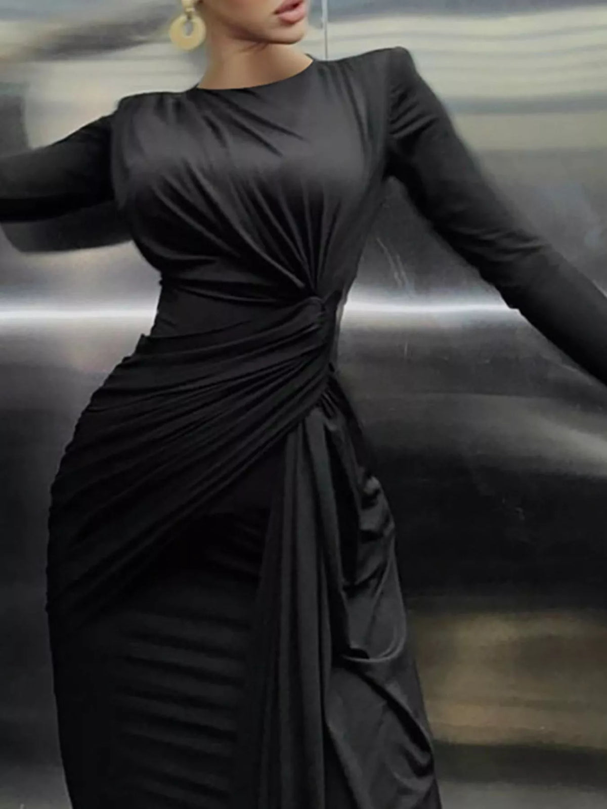 Twisted Long Sleeve Maxi Dress