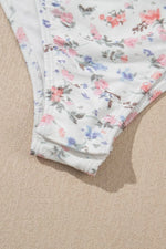 Floral Textured Square Neck Sleeveless Bodysuit - Ladyez