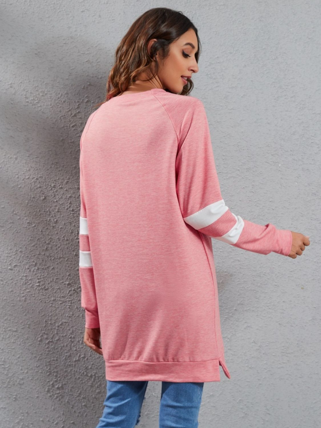 Full Size Striped Round Neck Long Sleeve T-Shirt - Ladyez