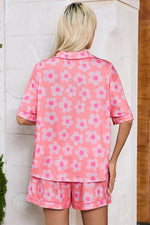 Pocketed Flower Half Sleeve Top and Shorts Lounge Set - Ladyez