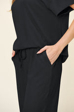 Double Take Full Size Texture Round Neck Short Sleeve T-Shirt and Wide Leg Pants - Ladyez