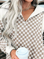 Checkered Quarter Zip Sweatshirt