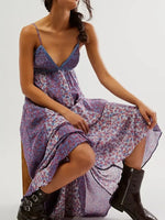 Floral V-Neck Maxi Cami Dress - Ladyez