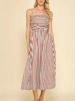 Striped Spaghetti Strap Casual Maxi Dress