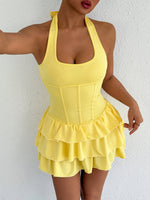 Halter Neck Ruffle Layered Dress