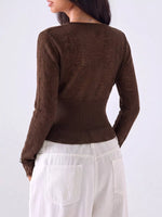 Lace-Trimmed V-Neck Button-Down Cardigan