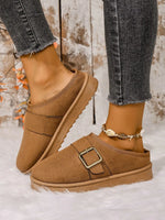 Cozy Buckle Suede Winter Slippers - Ladyez