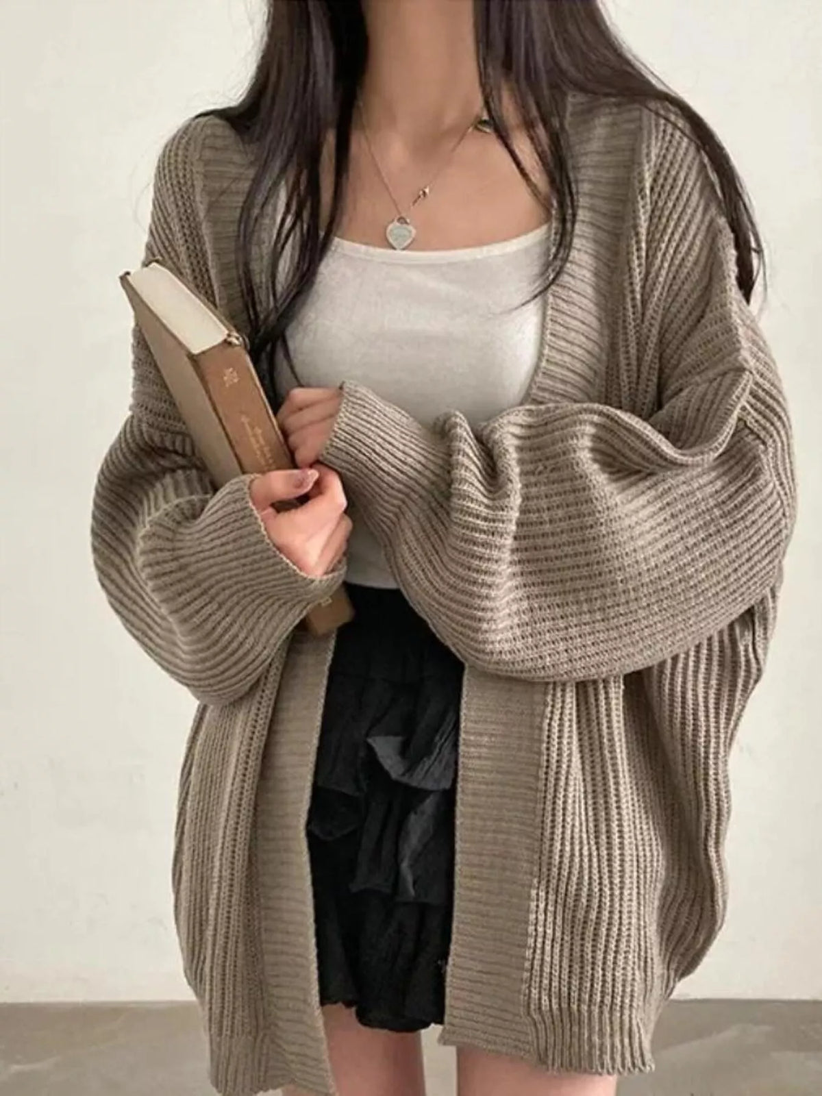 Open Front Oversized Knit Cardigan