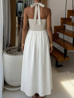 Halter Neck Two-Tone Maxi Dress