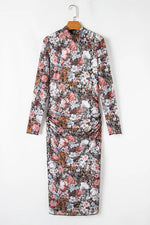 Printed Long Sleeve Midi Slim Dress