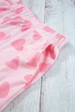 Heart Print Long Sleeve Top and Shorts Lounge Set - Ladyez