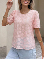 Floral Embroidered Pearl Trim Blouse