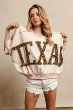 BiBi Leopard Print Texas Patchwork Overlock Stitch Top