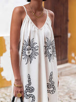 Printed V-neck Summer Maxi Dress - Ladyez