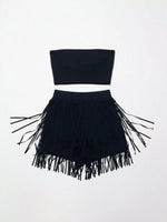 Tube Top and Fringe Shorts Set