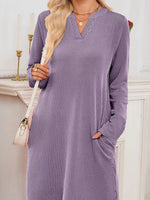 Casual Ribbed Knit Long Sleeve Dress