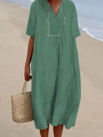 Casual Loose Short Sleeve Midi Dress