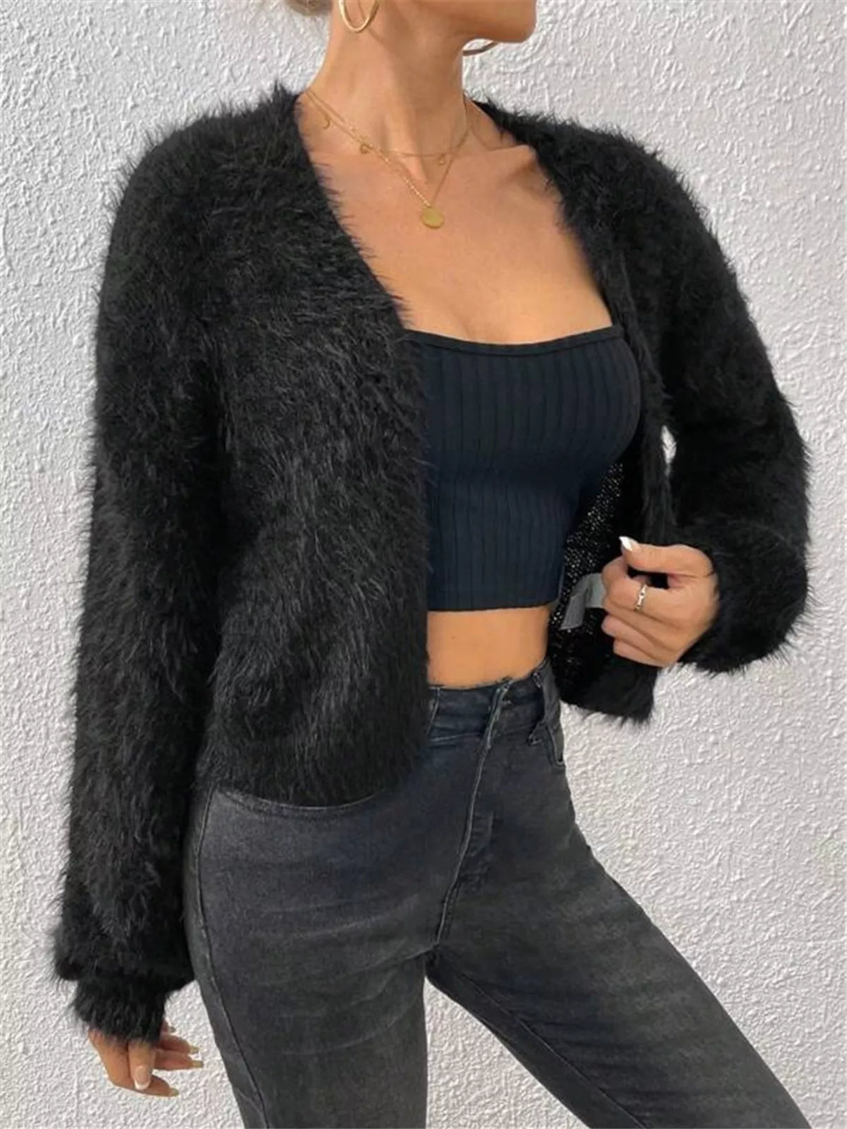 Open Front Long Sleeve Cardigan