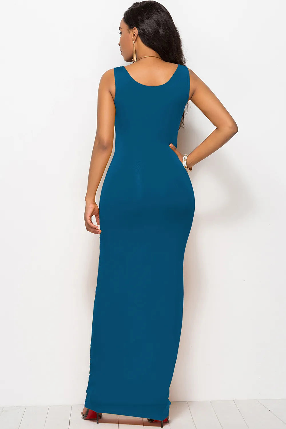 Scoop Neck Wide Strap Maxi Dress - Ladyez