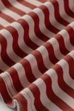 Stripe Relaxed Long Sleeve Top Contrast Elastic Waistband Short Set