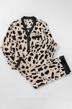 Button Up Long Sleeve Top and Pants Lounge Set - Ladyez