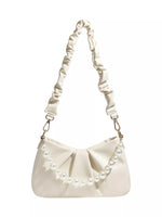 Ruched Handle Pearl Decor Crossbody Bag