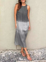 Full Size Sleeveless Gradient Tank Midi Dress Plus Size