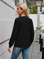 V-Neck Long Sleeve T-Shirt - Ladyez