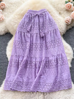 Eyelet Tiered Maxi Skirt