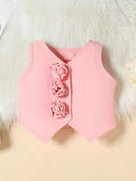 Children's Floral Decor Vest & Pleated Skirt Set