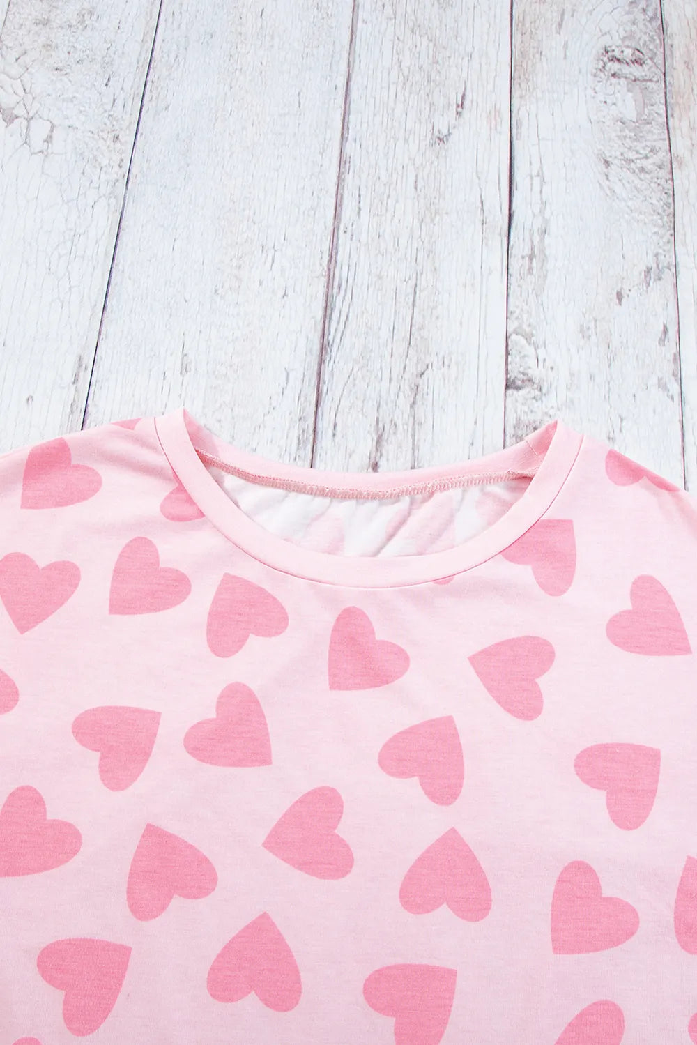 Heart Print Long Sleeve Top and Shorts Lounge Set - Ladyez