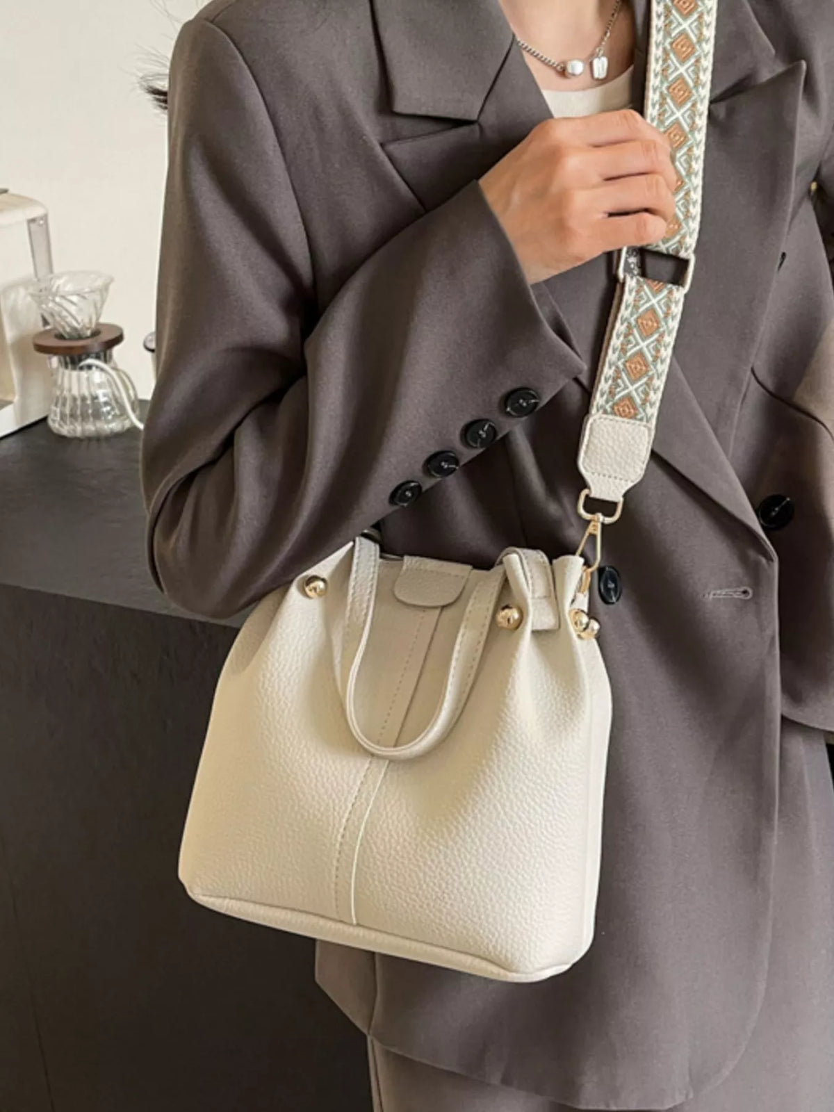 Crossbody Bag with Patterned Strap
