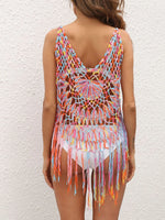 Crochet Fringe Beach Cover Up - Ladyez