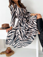 Printed Tie Waist Midi Dress