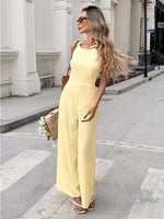 Tie Strap Textured Wide Leg Jumpsuit