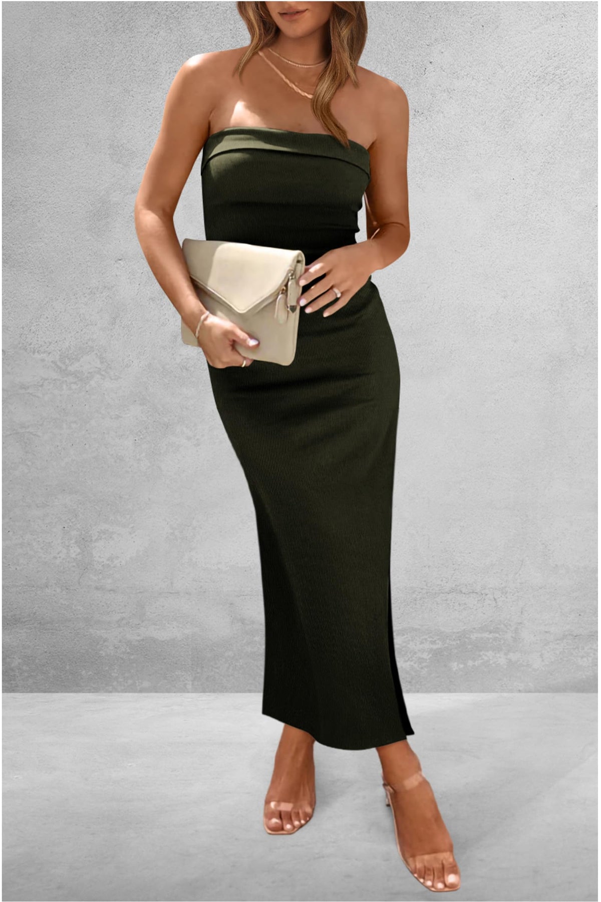 Slit Tube Midi Dress - Ladyez