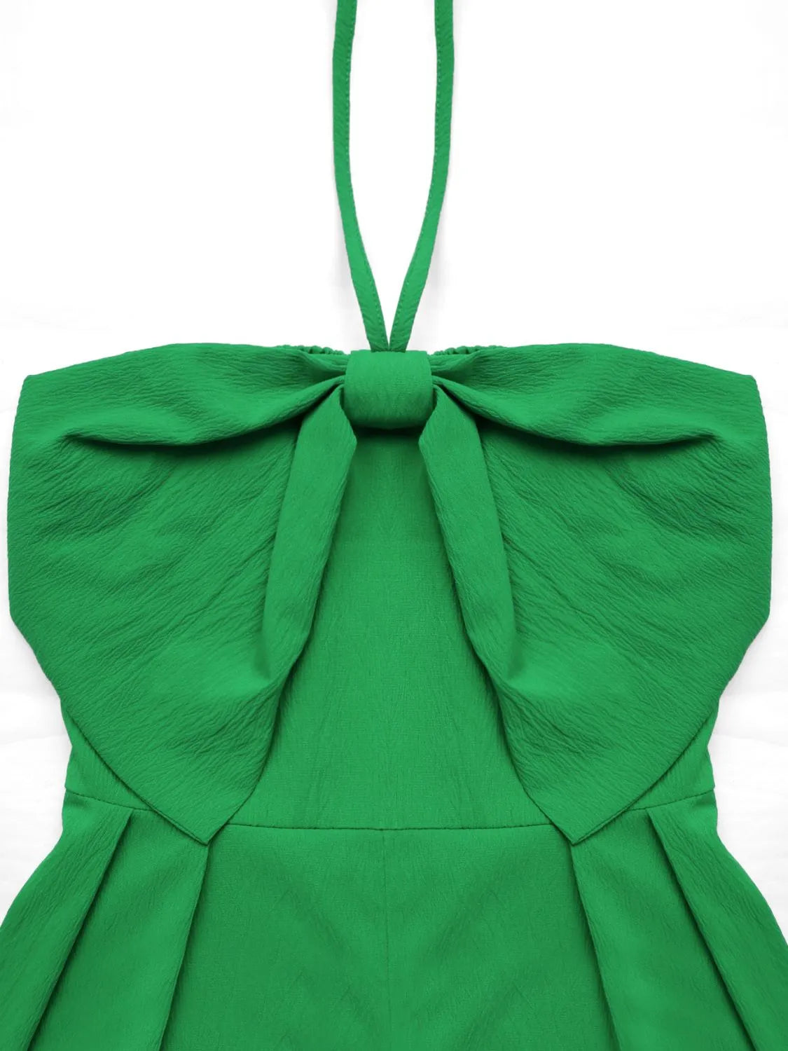 Bow Halter Neck Smocked Romper - Ladyez