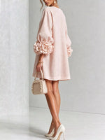 3D Floral 3/4 Sleeve Mini Dress