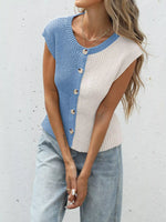 Two-Tone Button Up Cardigan